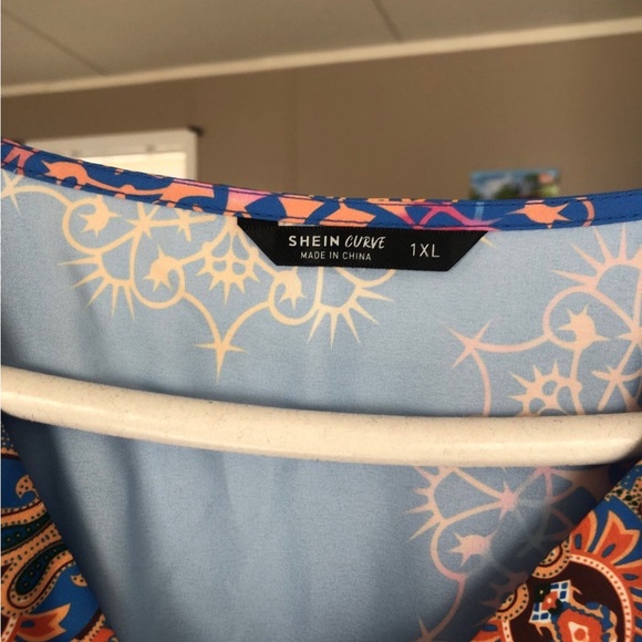 Blue Dress with Colorful Designs - Picture 3 of 3